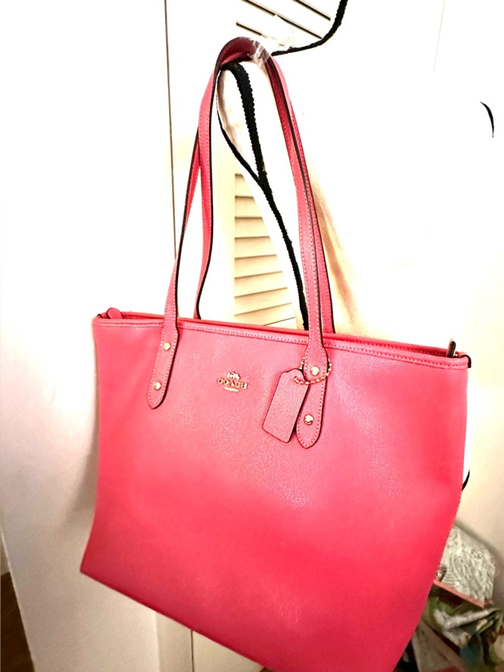 Large Coach  Rose Pink Tote with Gold Hardware